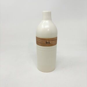FAH Hand Thrown Oil Cruet Pottery Signed 8.5” X 2.75” Ivory Wood Grain